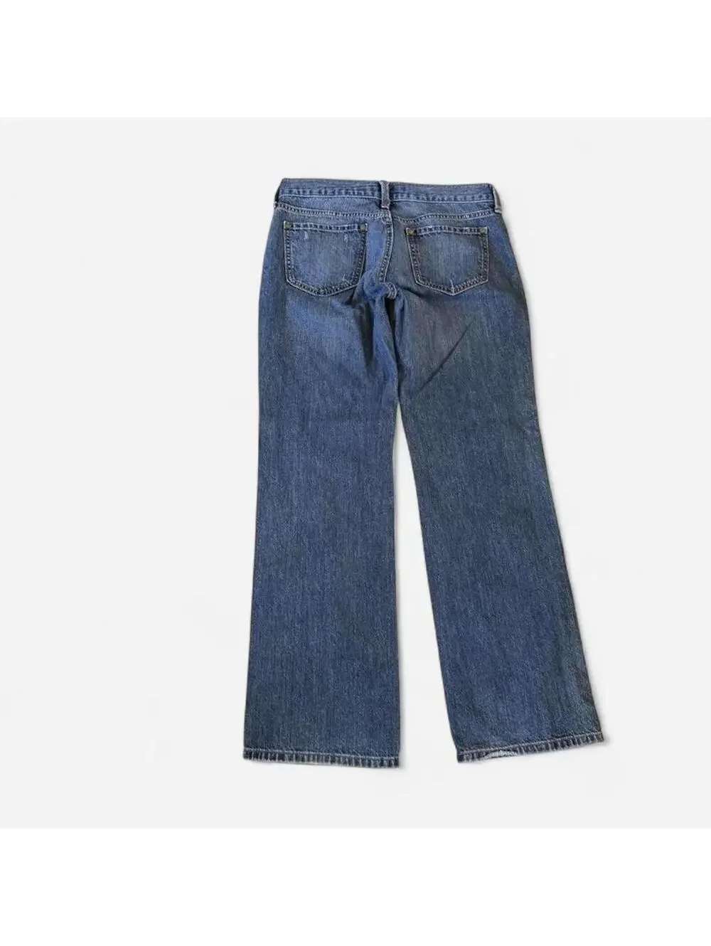 Y2K Old Navy Low Rise Bootcut Jeans Size 6R Distressed Light Wash Grunge Indie